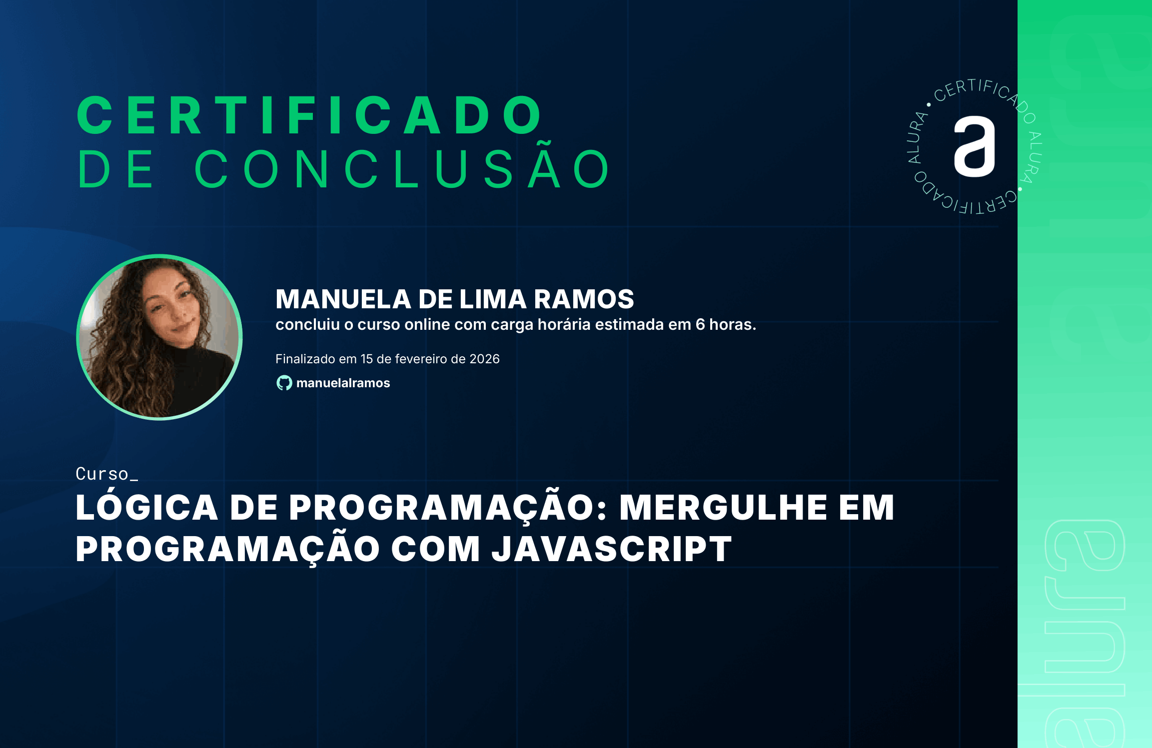 Certificado Lógica de Programação